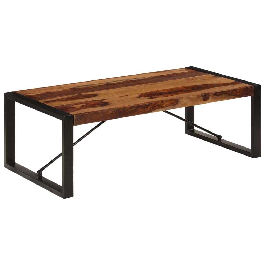 Solid Sheesham Wood Coffee Table with Steel Legs X360