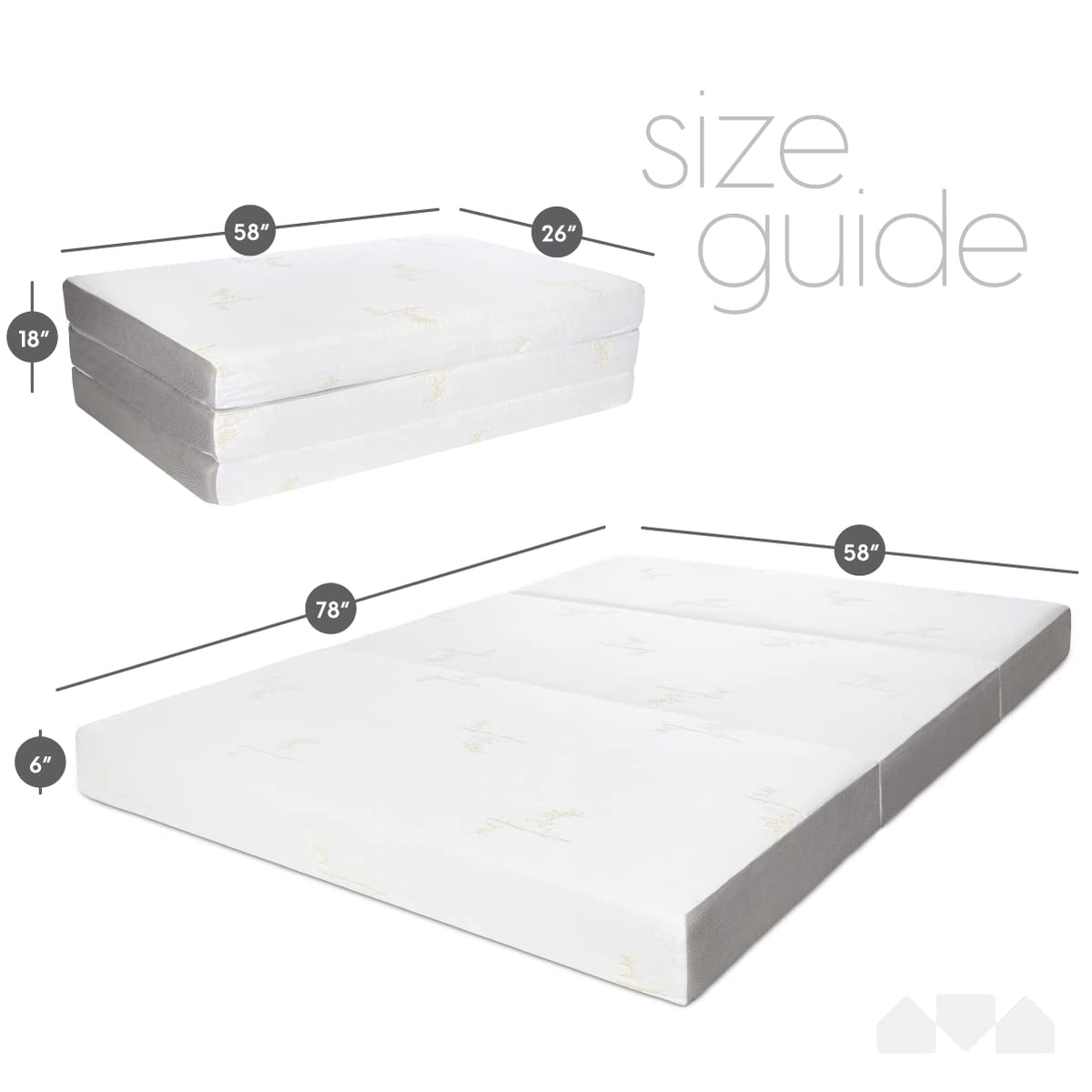Queen Size 6 inch Memory Foam Trifold Mattress Z2322