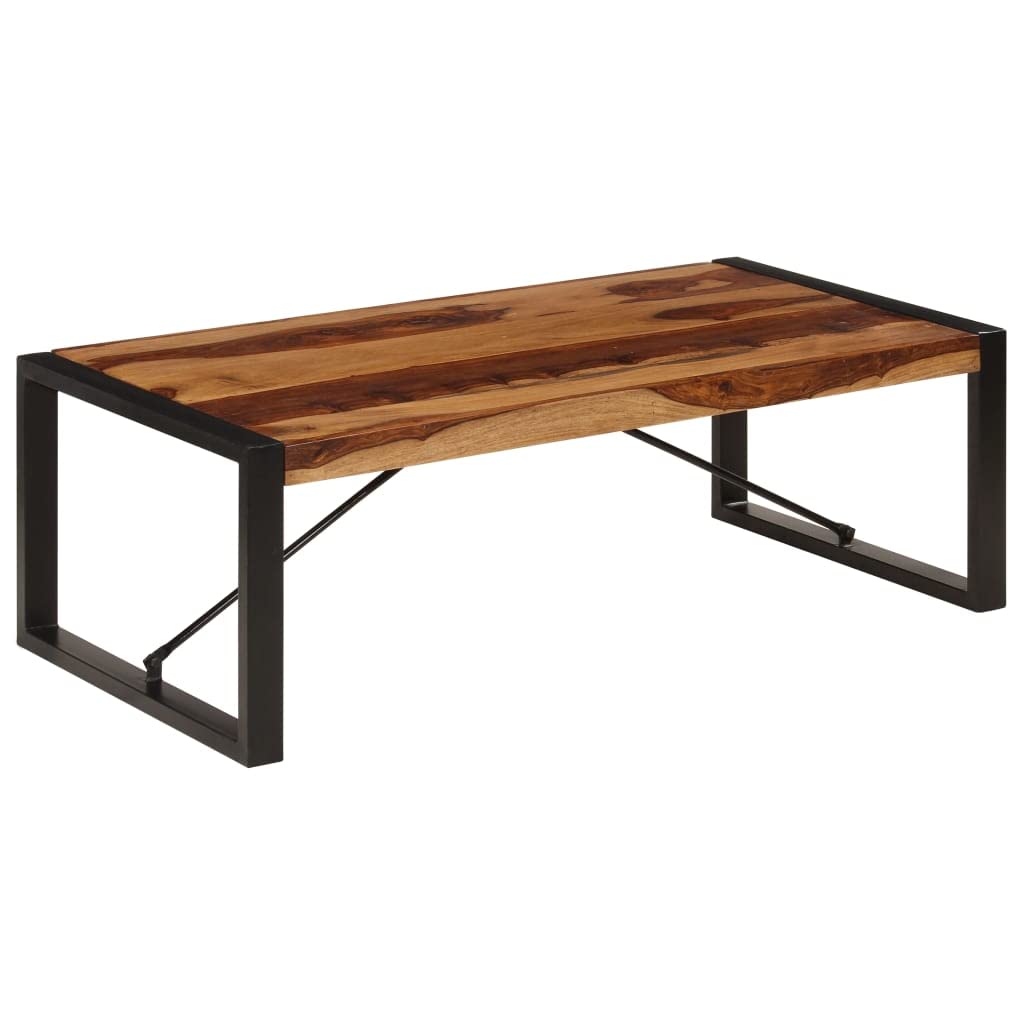 Solid Sheesham Wood Coffee Table with Steel Legs X360