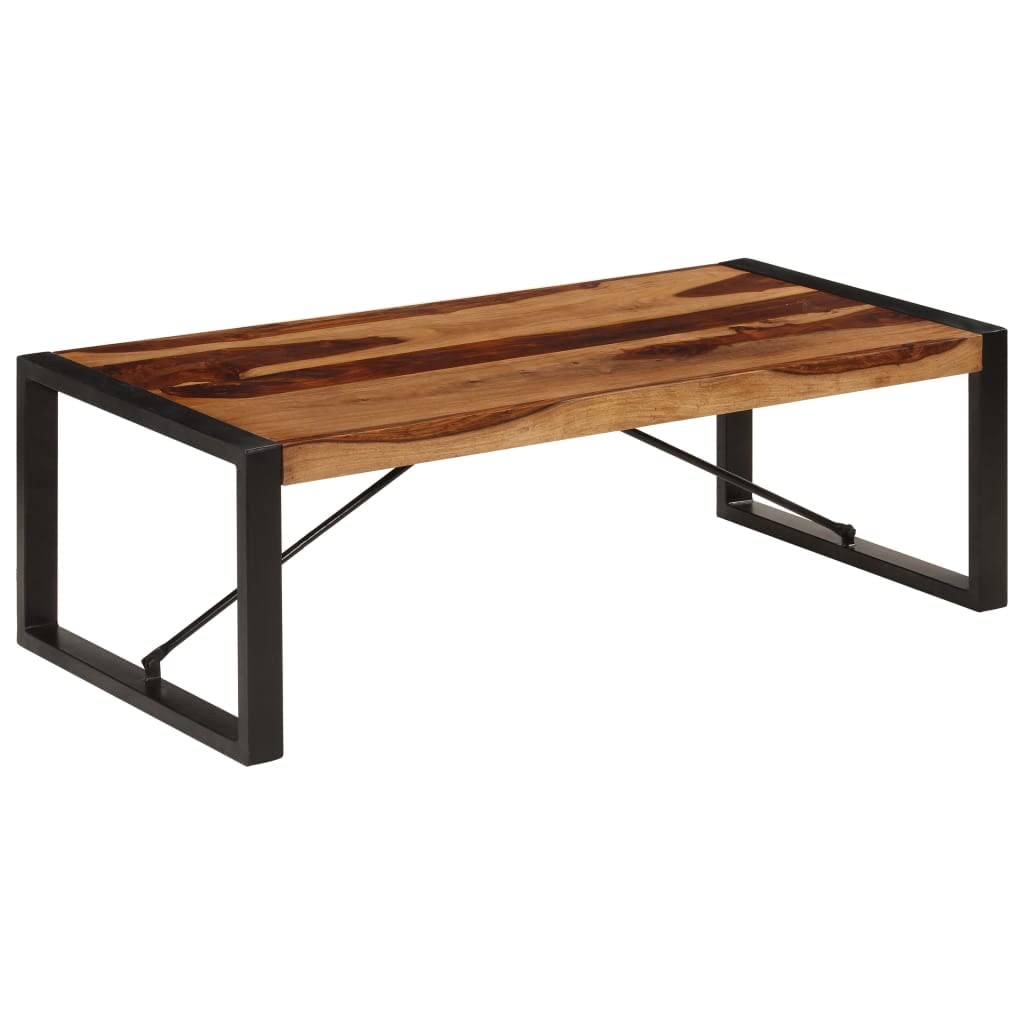Solid Sheesham Wood Coffee Table with Steel Legs X360