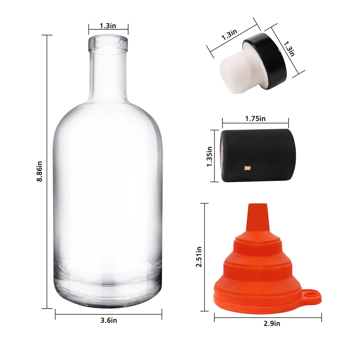 4 Pack 25oz Clear Glass Bottles with Cork Lids E50143