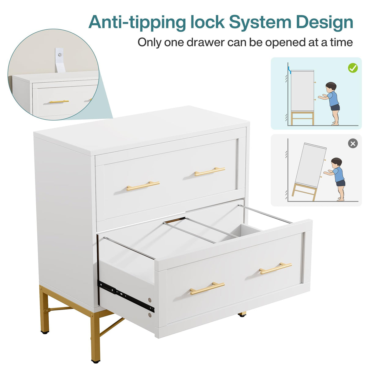 White 2 Drawer Wood File Cabinet D356001