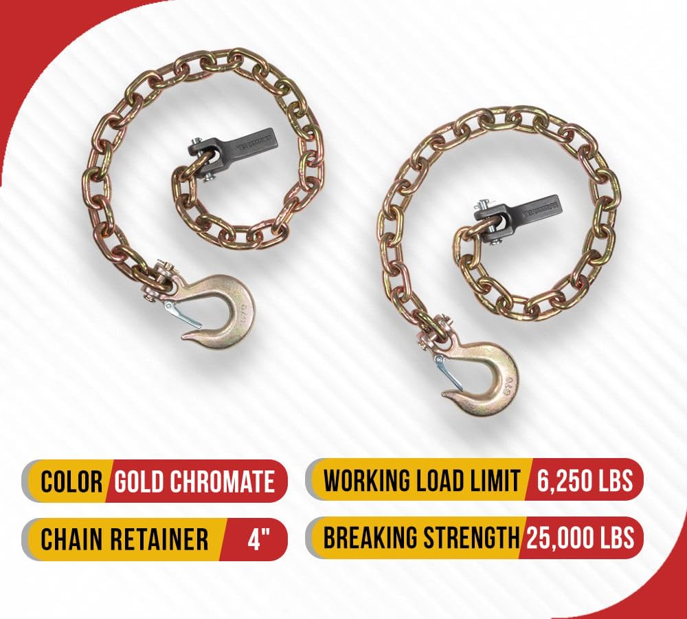 4 Pack 36 inch Grade 70 Trailer Safety Chain with Clevis Snap Hook Q336945