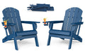 Folding Adirondack Chairs Set of 2 Blue HDPE N138480