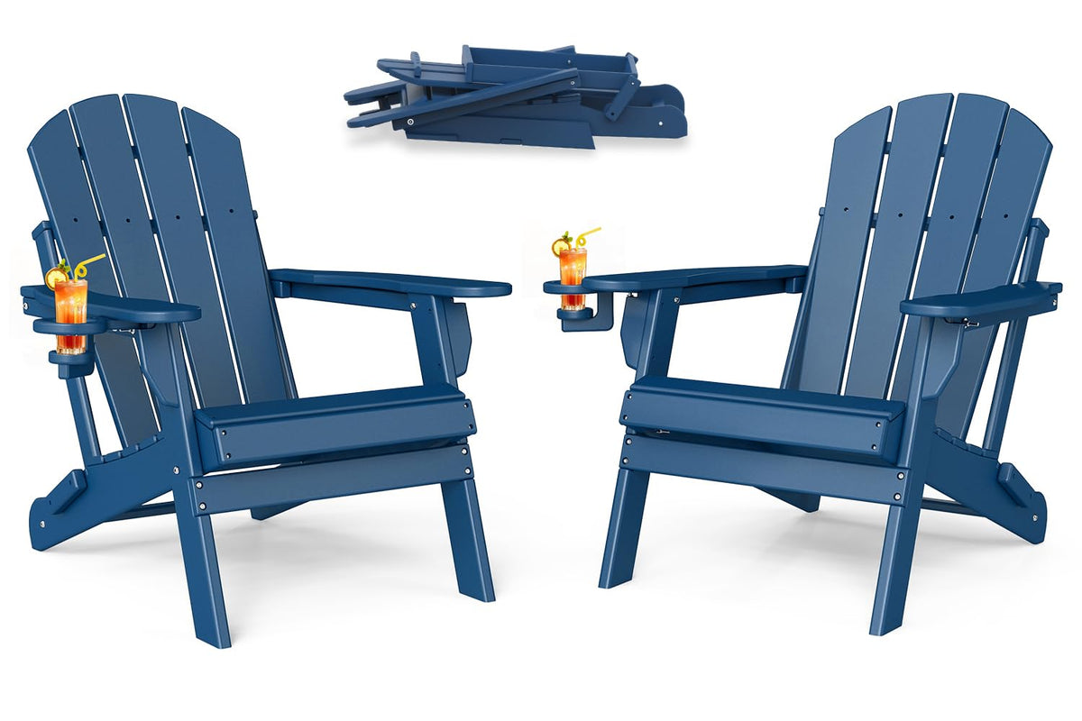 Folding Adirondack Chairs Set of 2 Blue HDPE N138480