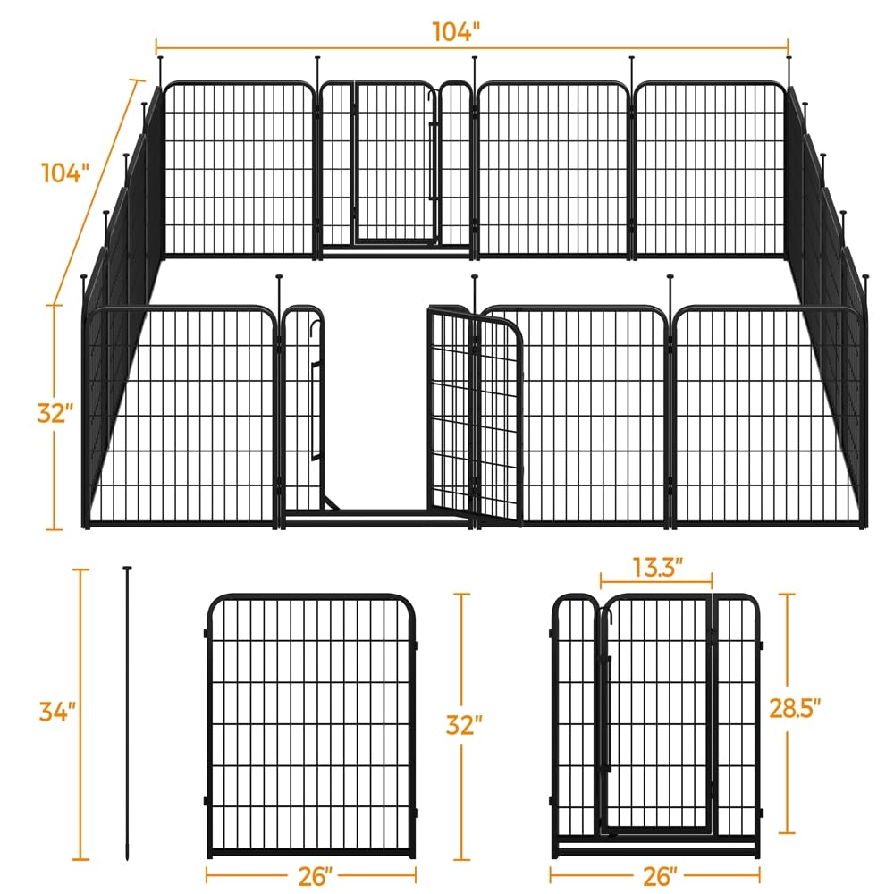 32 Inch 16 Panels Heavy Duty Dog Playpen Z9577