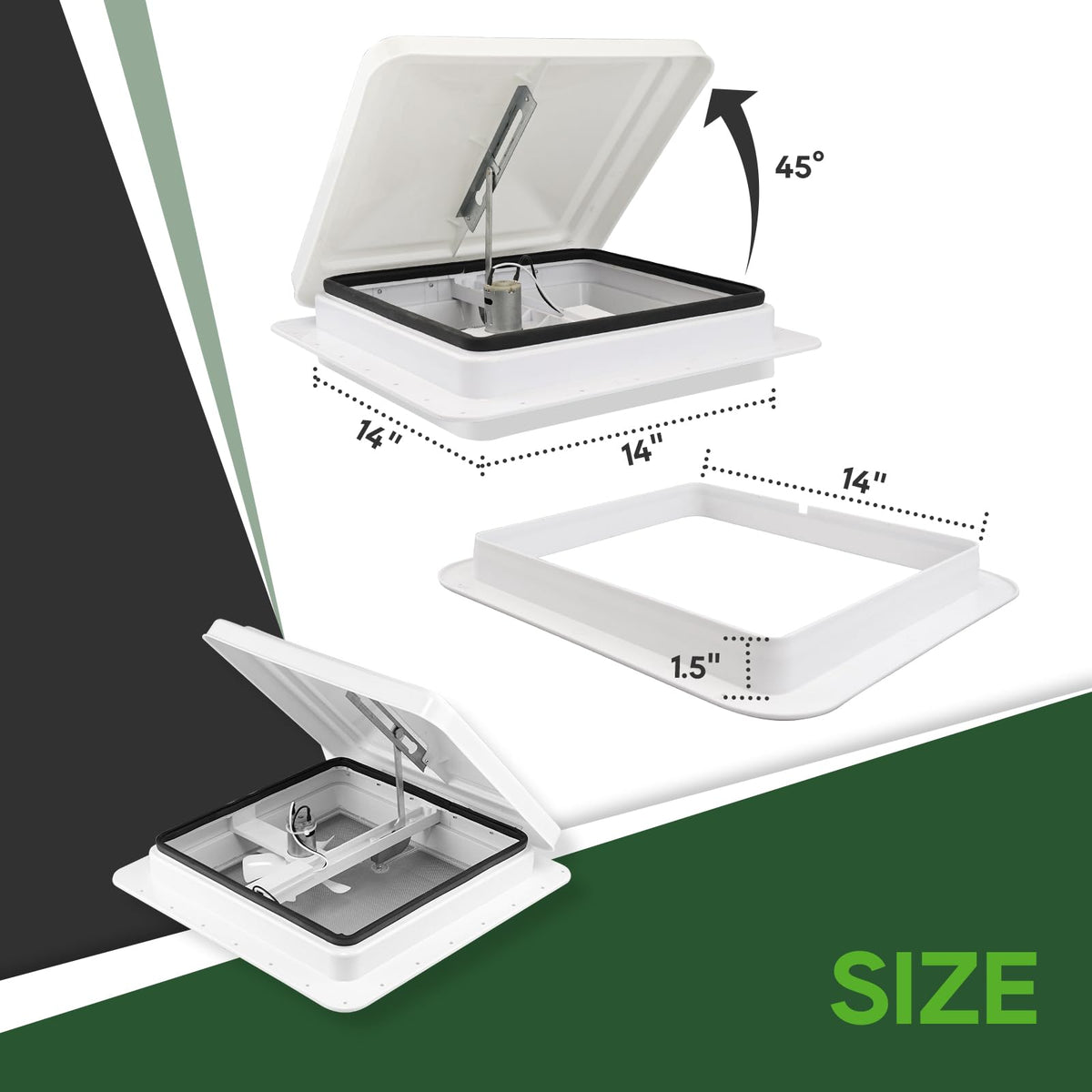 14x14 White 12V RV Roof Vent Fan G80946
