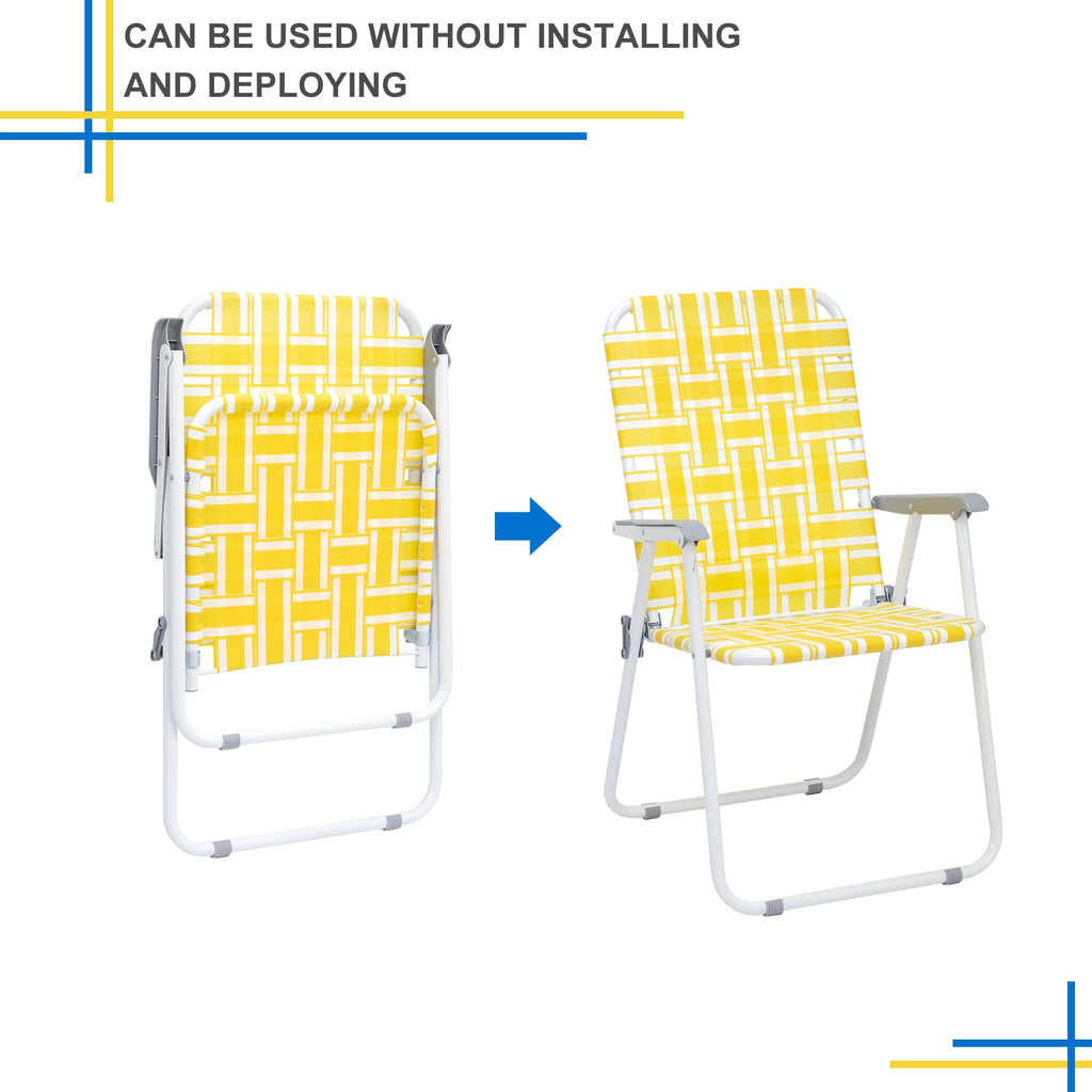 Folding Webbed Camping Chair Set of 2 Yellow E21478