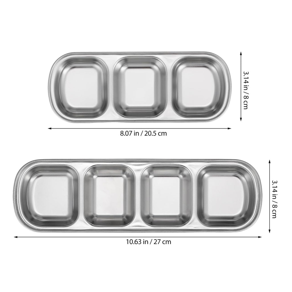 Stainless Multi-Grid Divided Feeding Tray 2 Pack D301