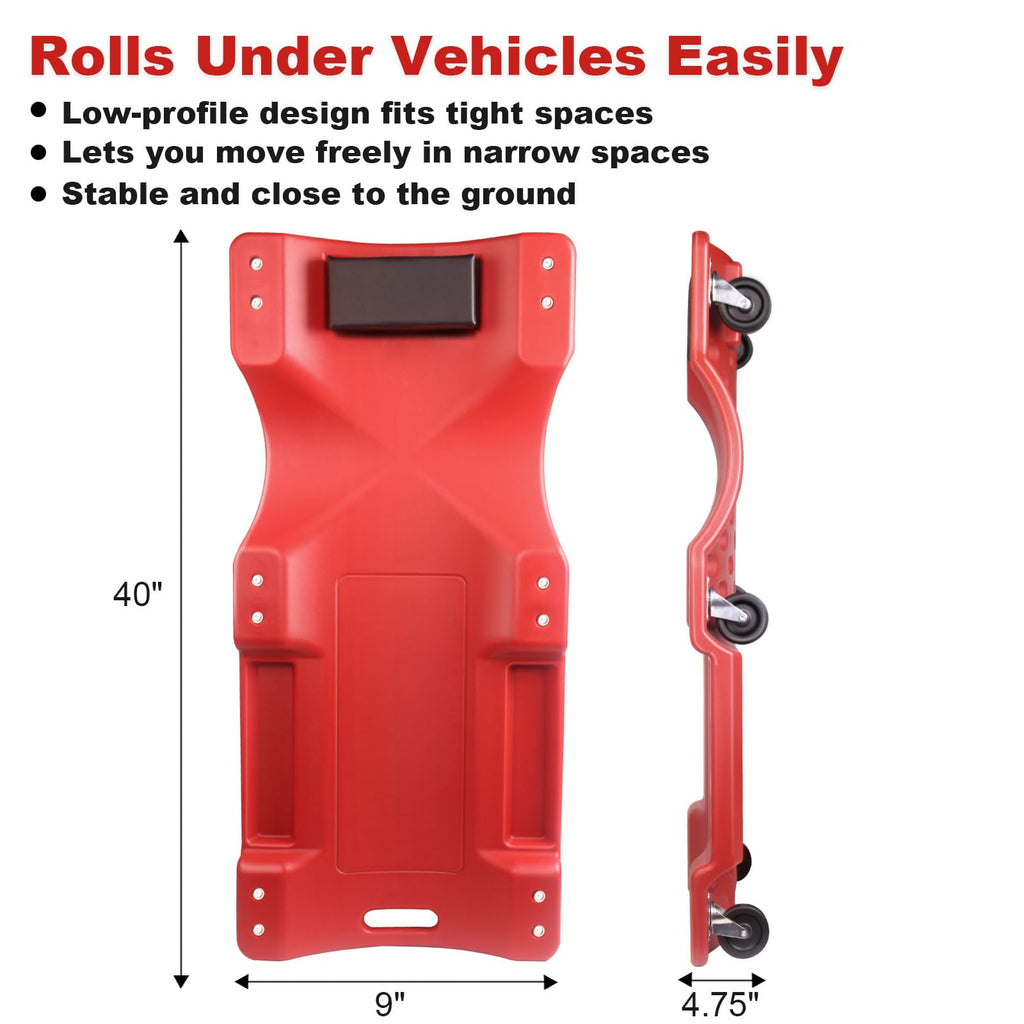 40 Inch Heavy Duty 500 lbs Rolling Car Creeper with Padded Headrest A754690