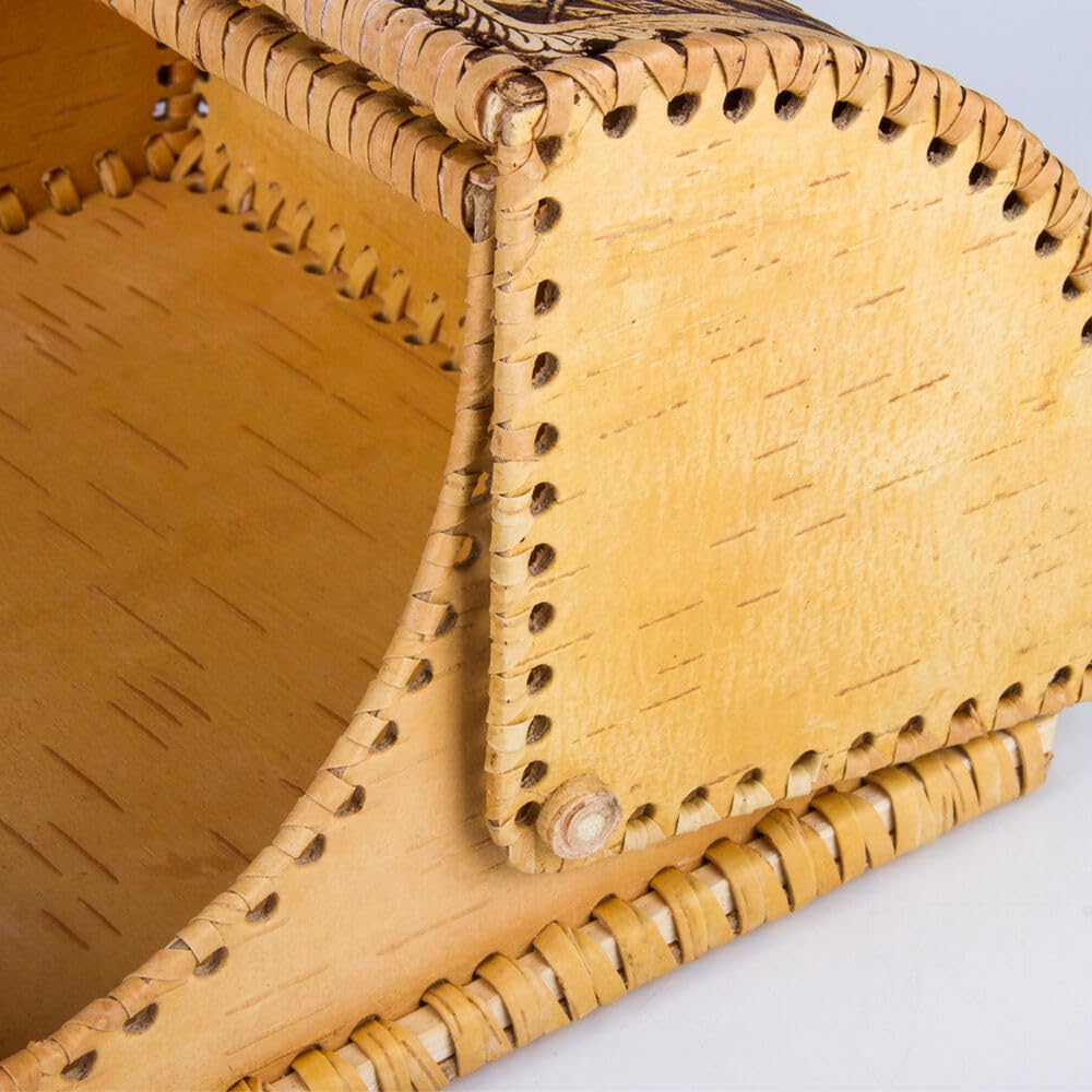 Birds Pattern Birch Bark Bread Box G9617
