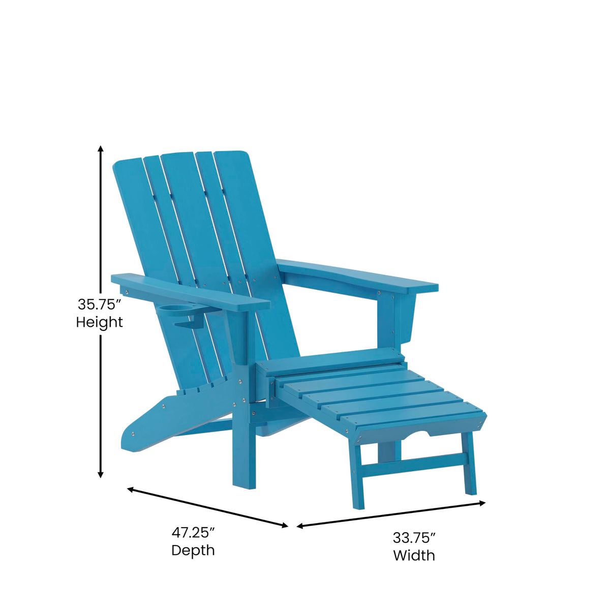 Blue Adirondack Lounge Chair with Ottoman J898304