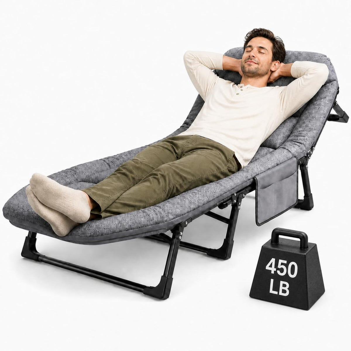 Folding Camping Cot with Mattress and Pillow, Grey K6723