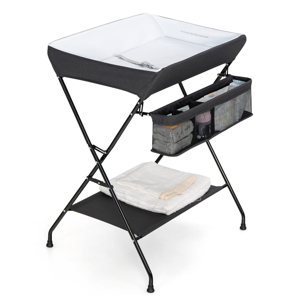Portable Baby Changing Table with Safety Belt Black L444