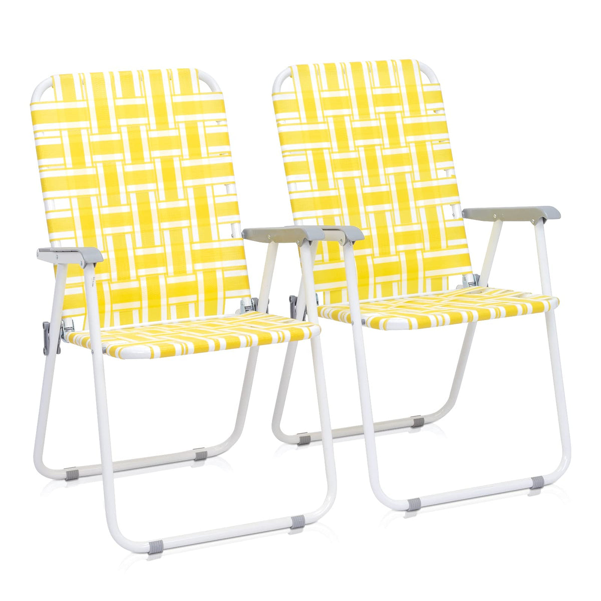 Folding Webbed Camping Chair Set of 2 Yellow E21478