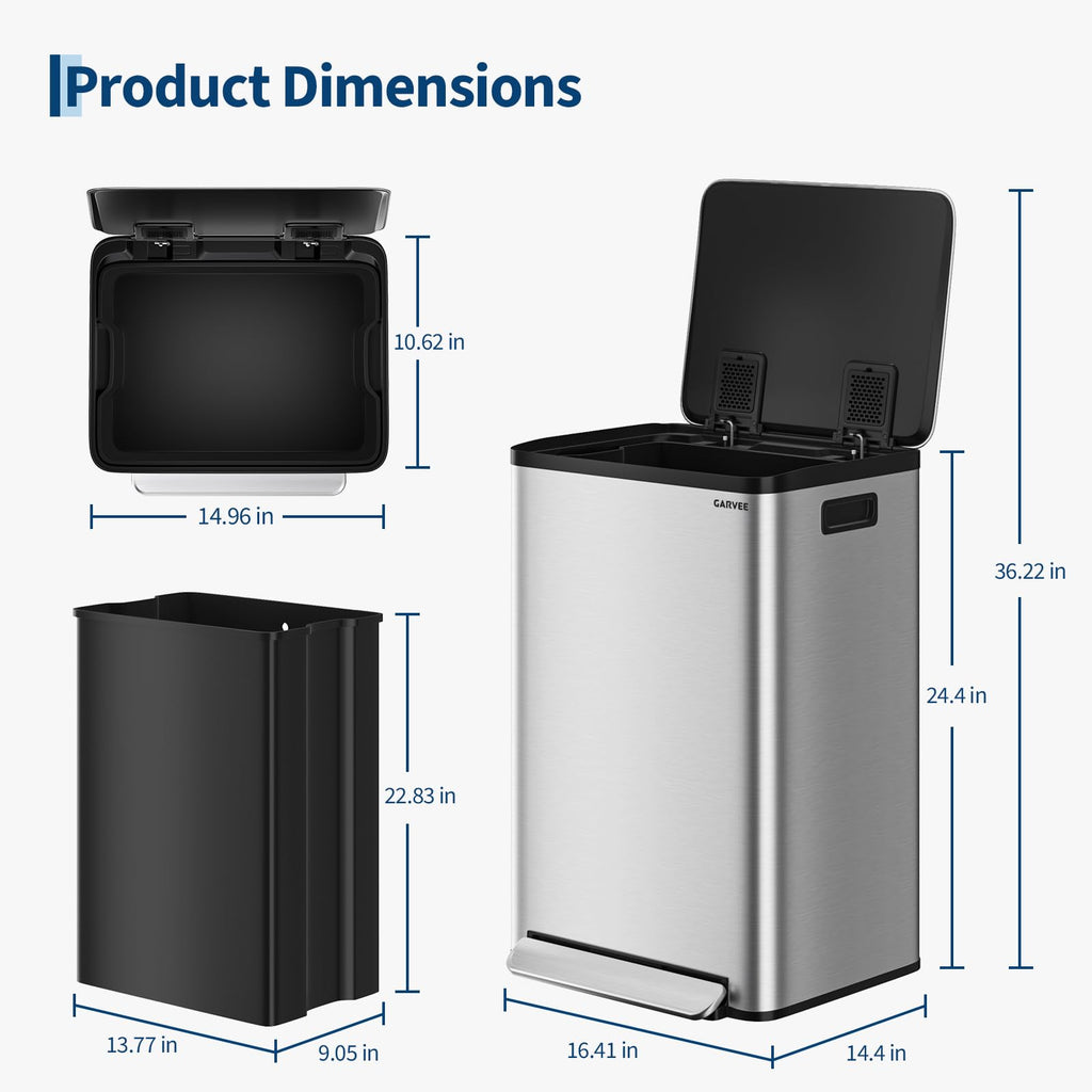 13 Gallon Stainless Steel Step-on Trash Can F170
