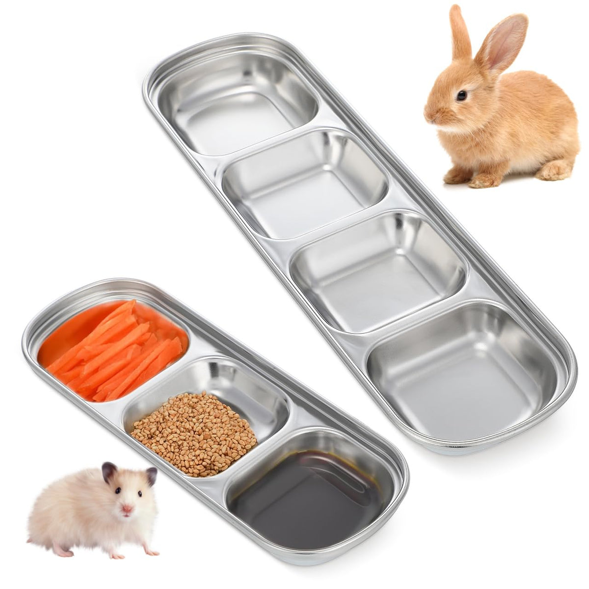 Stainless Multi-Grid Divided Feeding Tray 2 Pack D301
