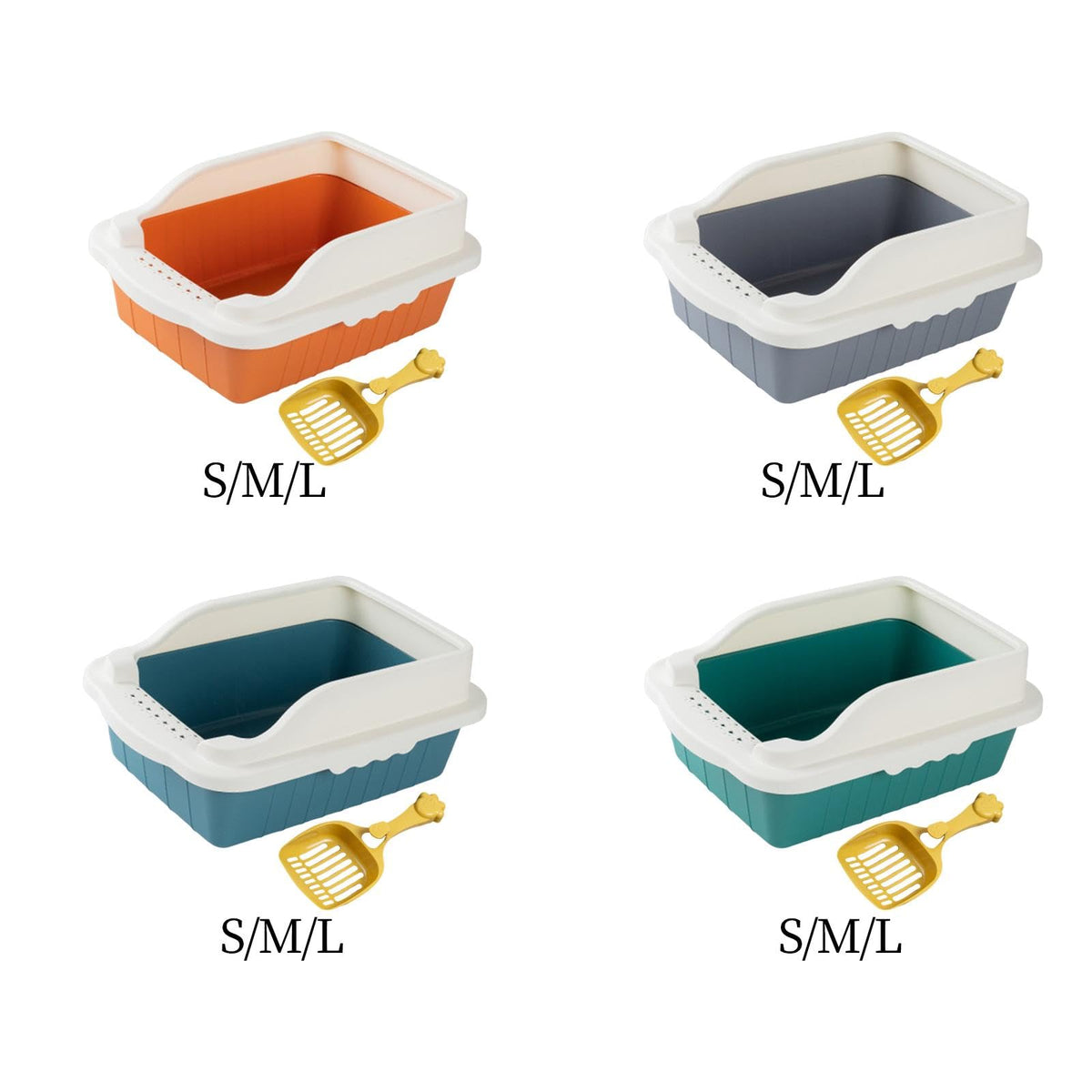 Orange Cat Litter Box with Sifting Spoon Q566