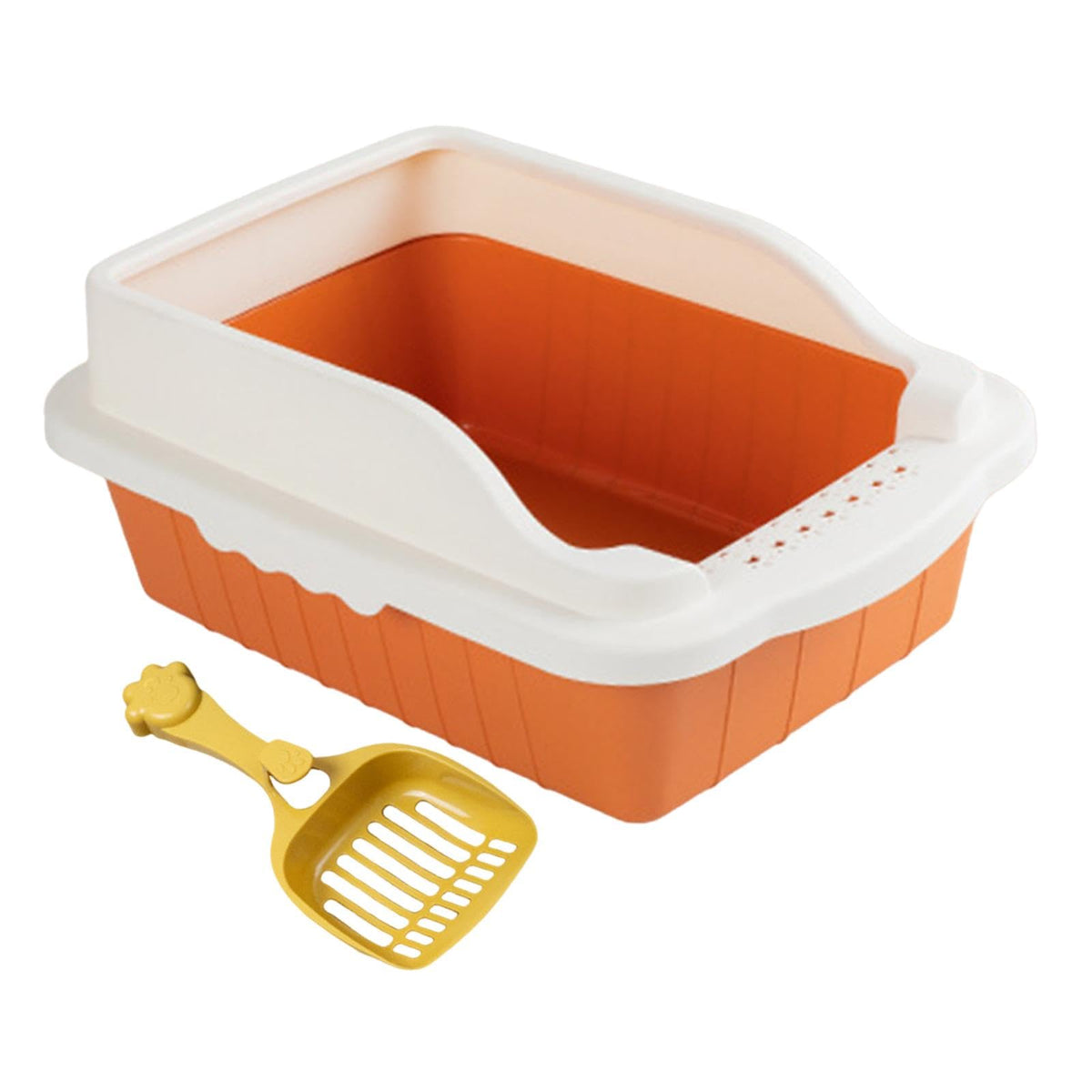 Orange Cat Litter Box with Sifting Spoon Q566