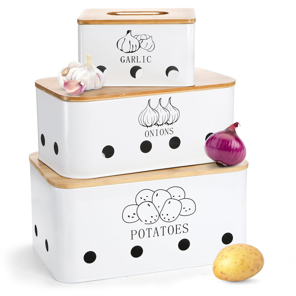 3 Pack Potato Onion Garlic Storage Set T547