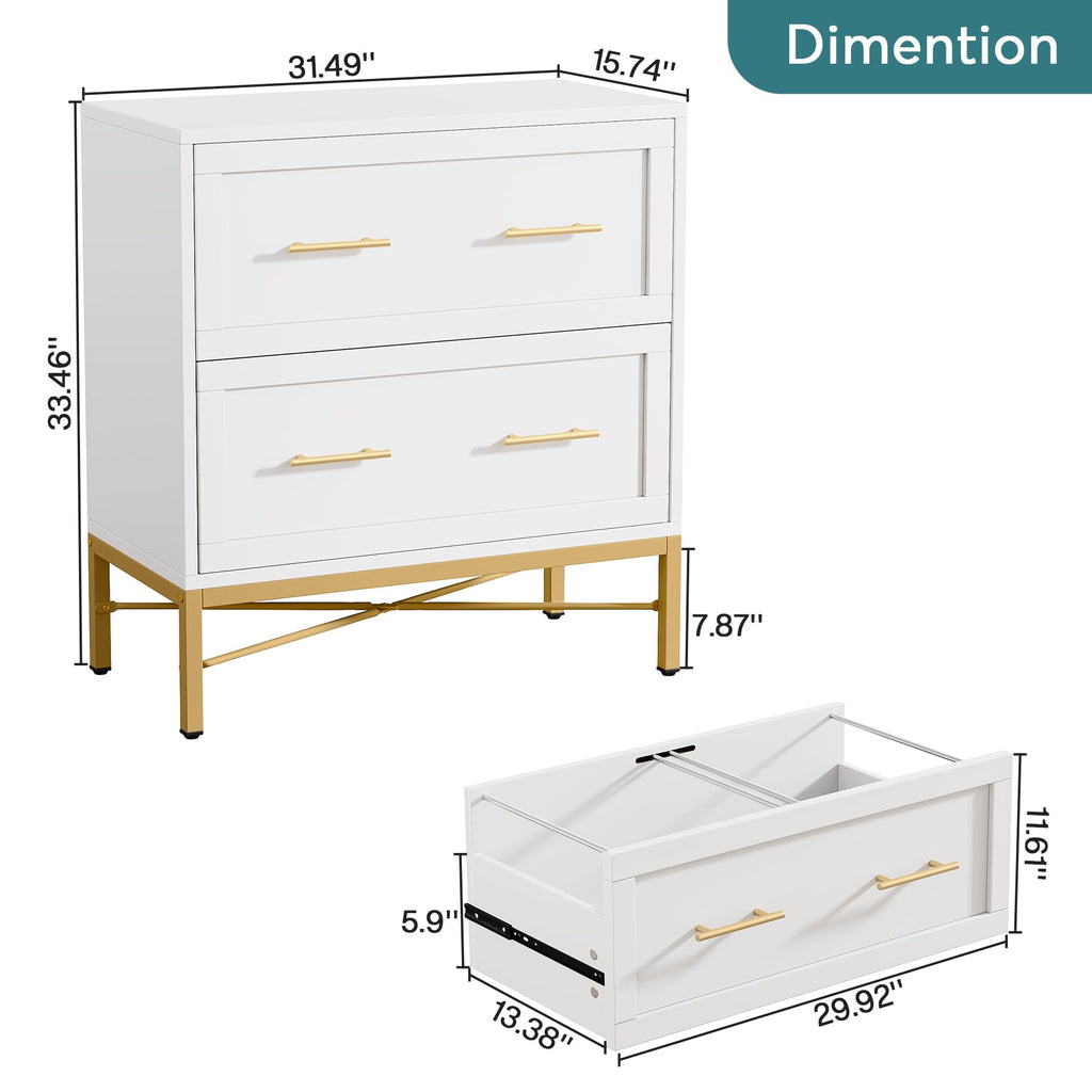 White 2 Drawer Wood File Cabinet D356001