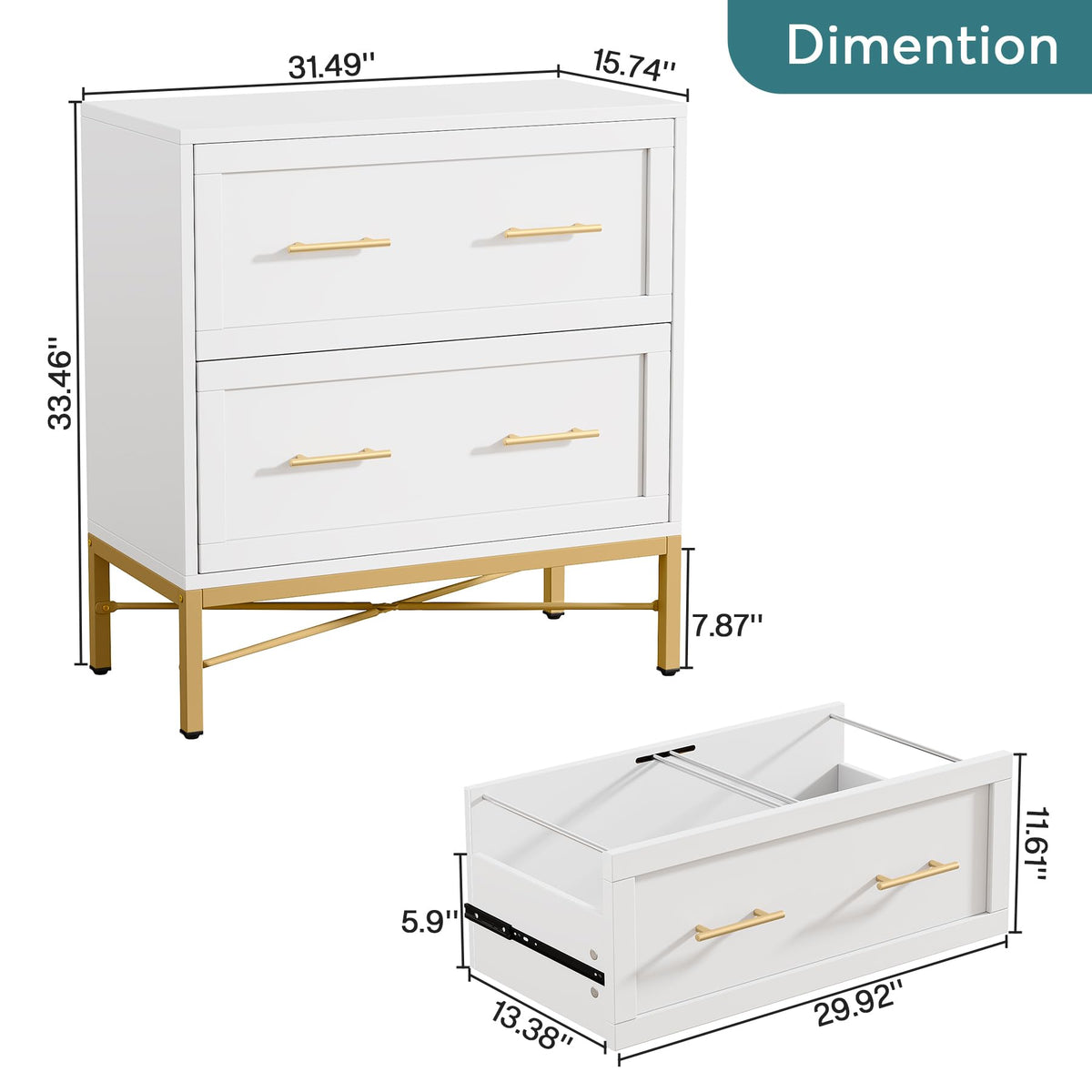 White 2 Drawer Wood File Cabinet D356001