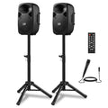 8 Inch Rechargeable Bluetooth PA System with Tripod Stands, Wired Mic V5068