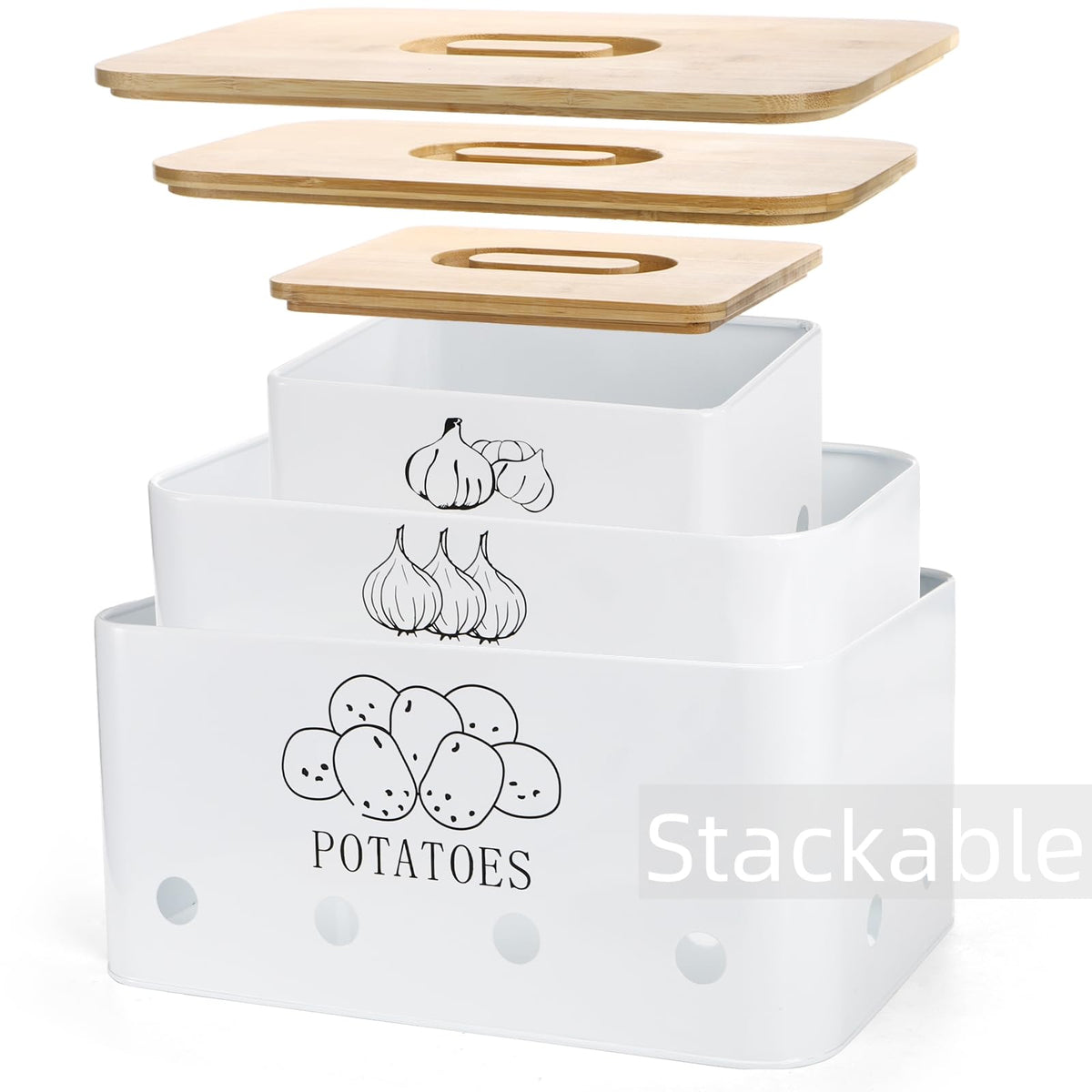 3 Pack Potato Onion Garlic Storage Set T547