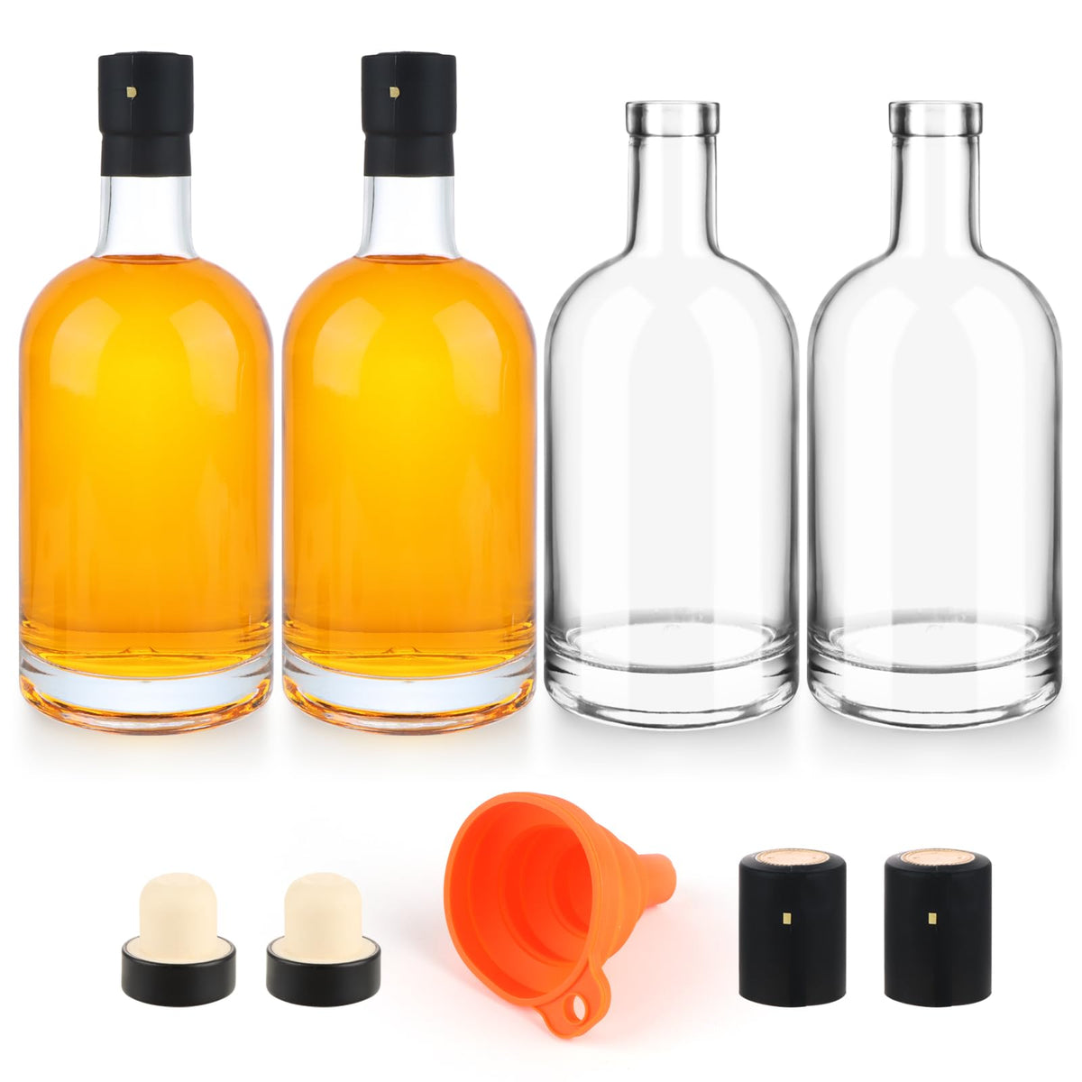 4 Pack 25oz Clear Glass Bottles with Cork Lids E50143