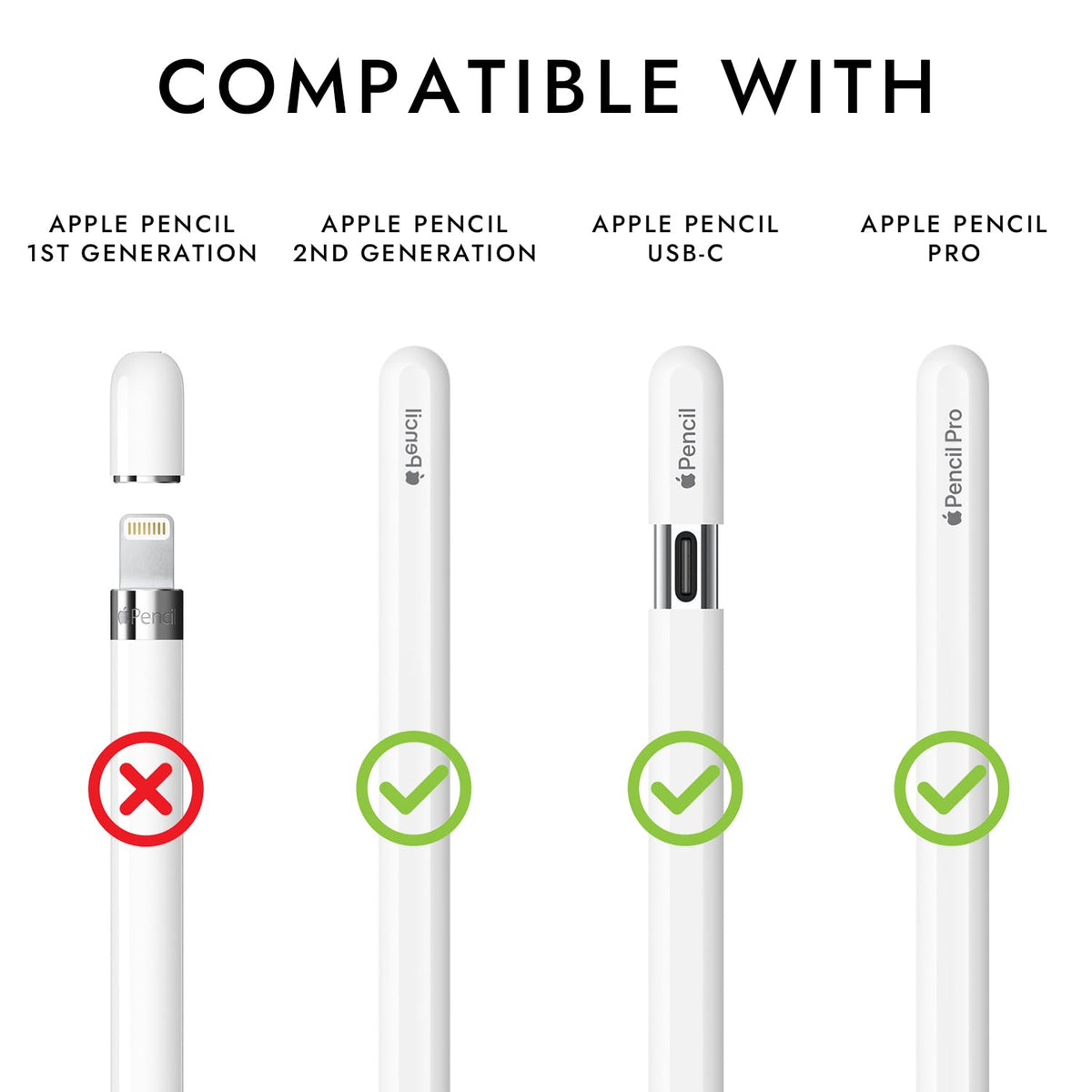 Silicone Grip Compatible with Apple Pencil 2nd Generation, USB-C & Pro V701139