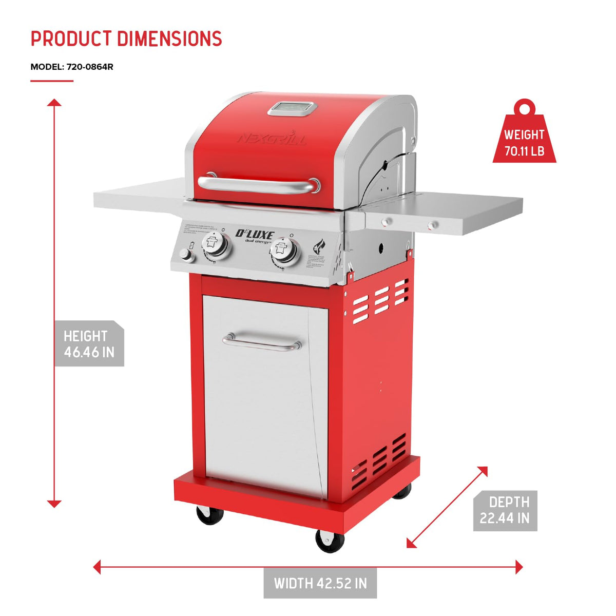 2 Burner Gas Grill with Foldable Shelves D18679
