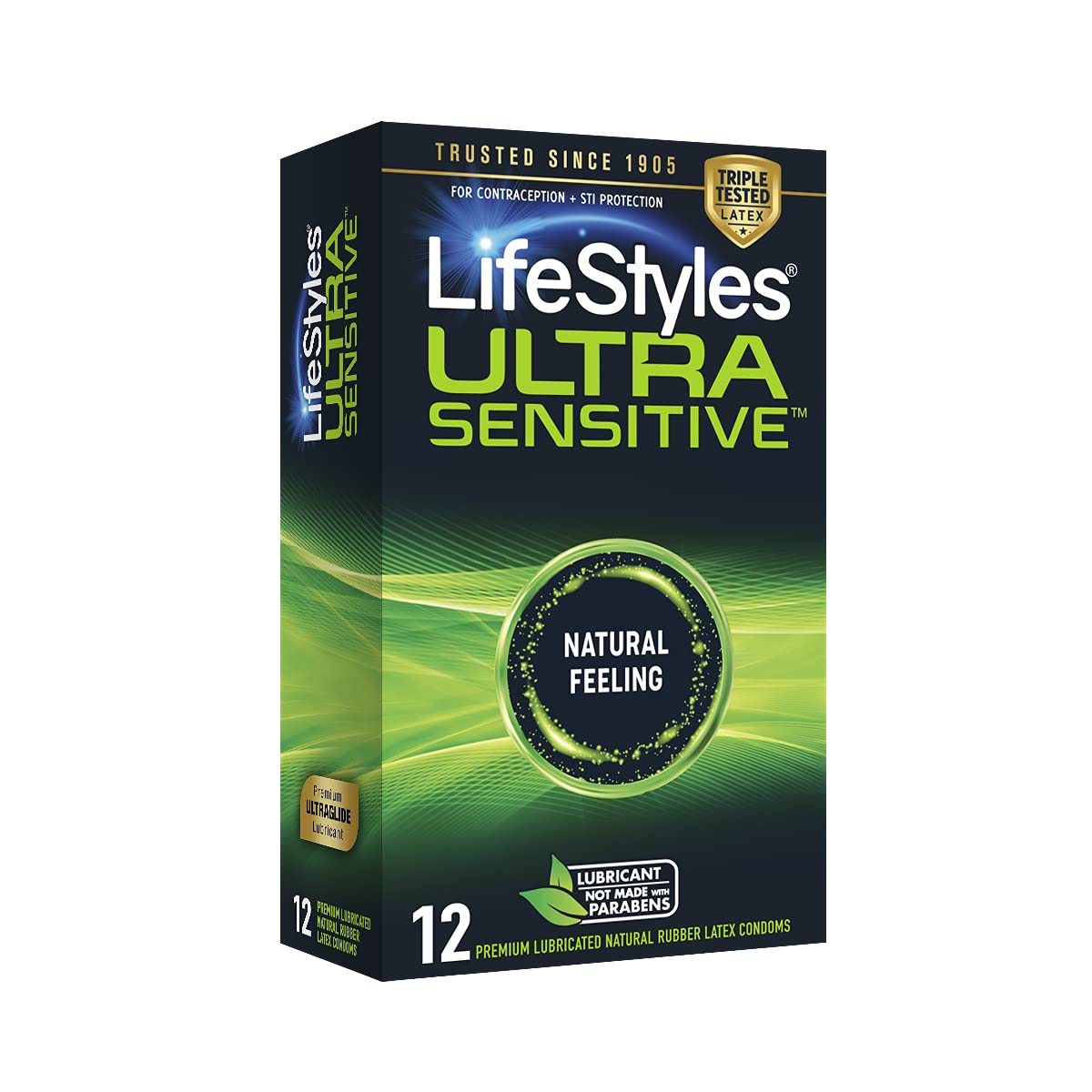 Ultra Sensitive Lubricated Latex Condoms, 12 Count V35023