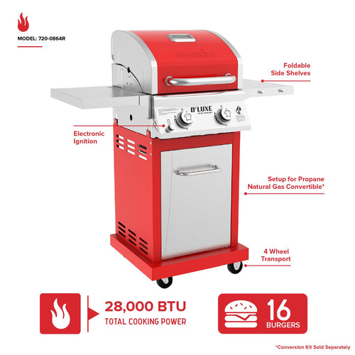 2 Burner Gas Grill with Foldable Shelves D18679