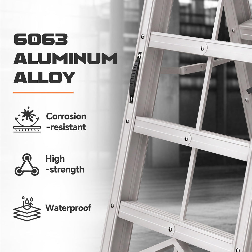 Aluminum Foldable 5-Step Ladder with Wide Anti-Slip Pedal J5137
