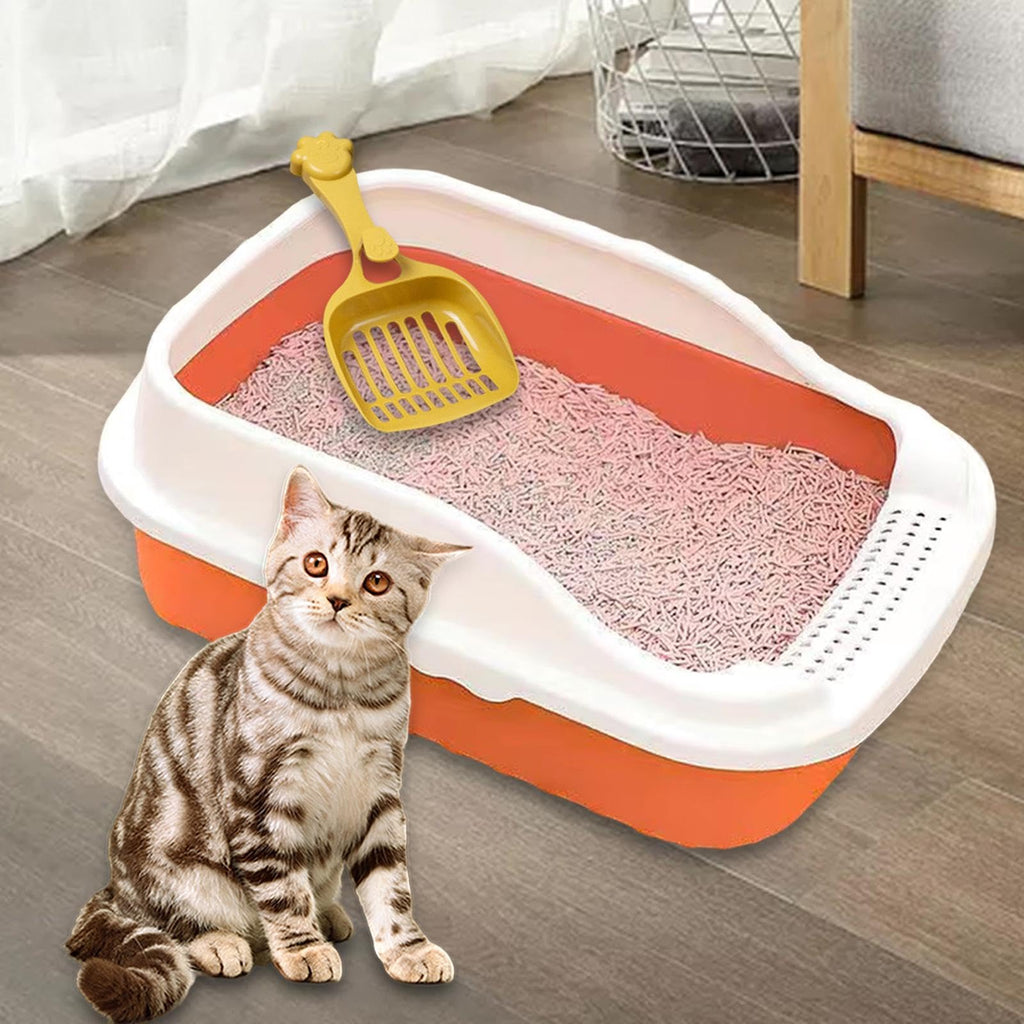 Orange Cat Litter Box with Sifting Spoon Q566