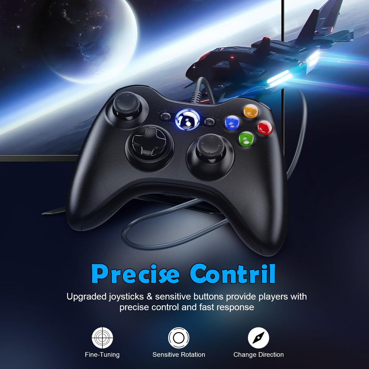 10ft Wired Controller with Upgraded Joystick, Double Shock, 2.5mm Audio Jack - 2 Pack C765511