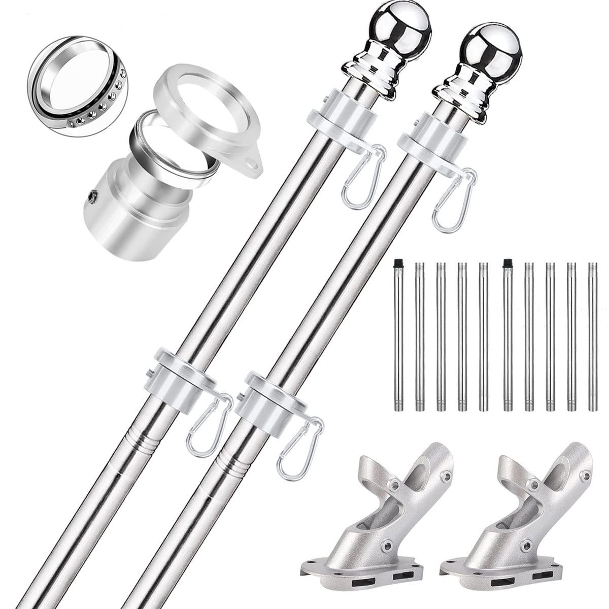 2 Pack 6 ft 1 inch Flag Poles H319