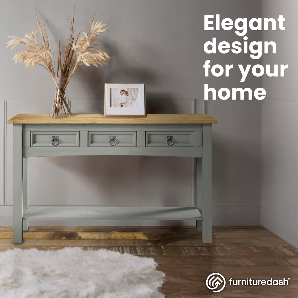 Solid Wood Console Table with 3 Drawers I906