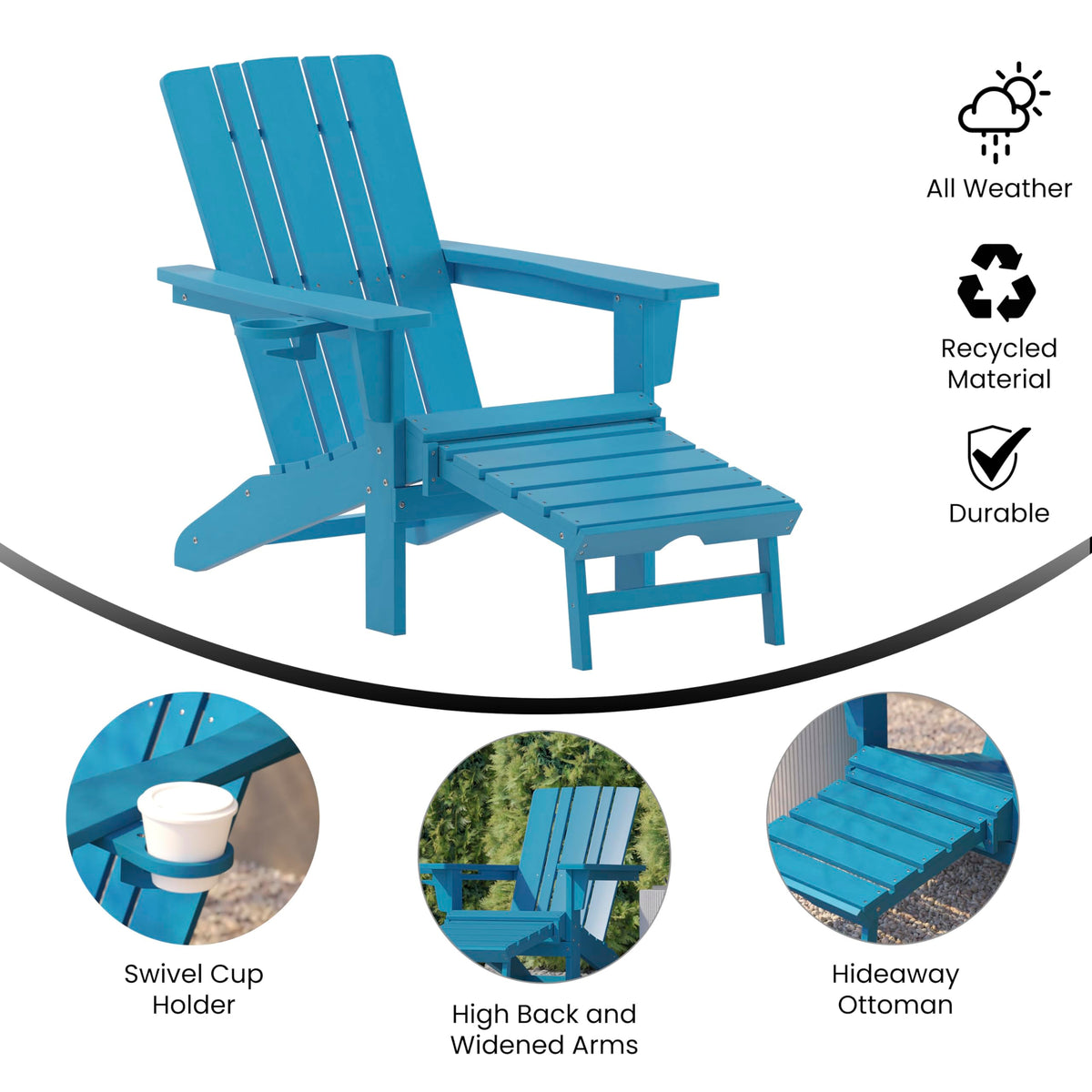 Blue Adirondack Lounge Chair with Ottoman J898304