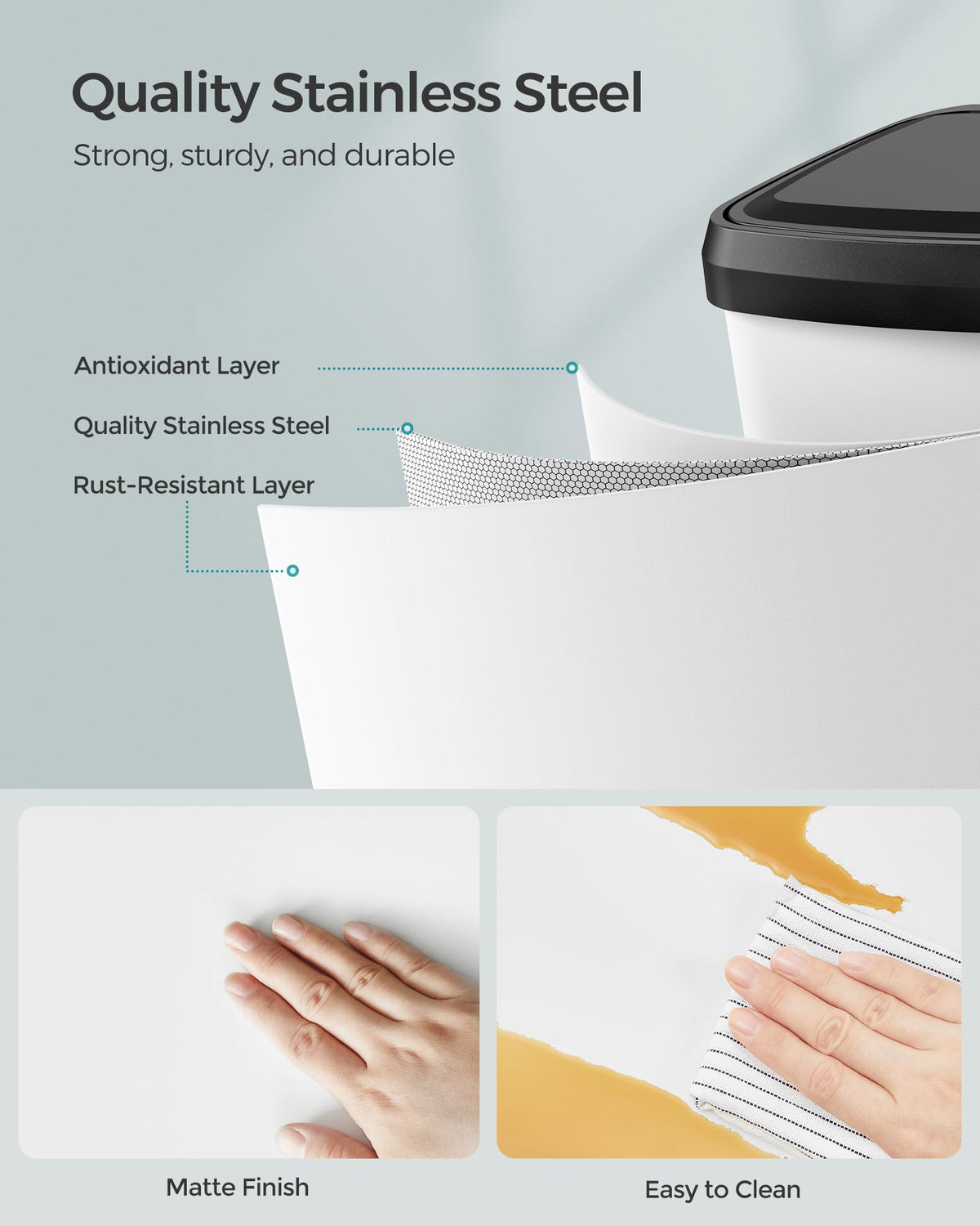 13 Gallon Stainless Steel Kitchen Trash Can B5915