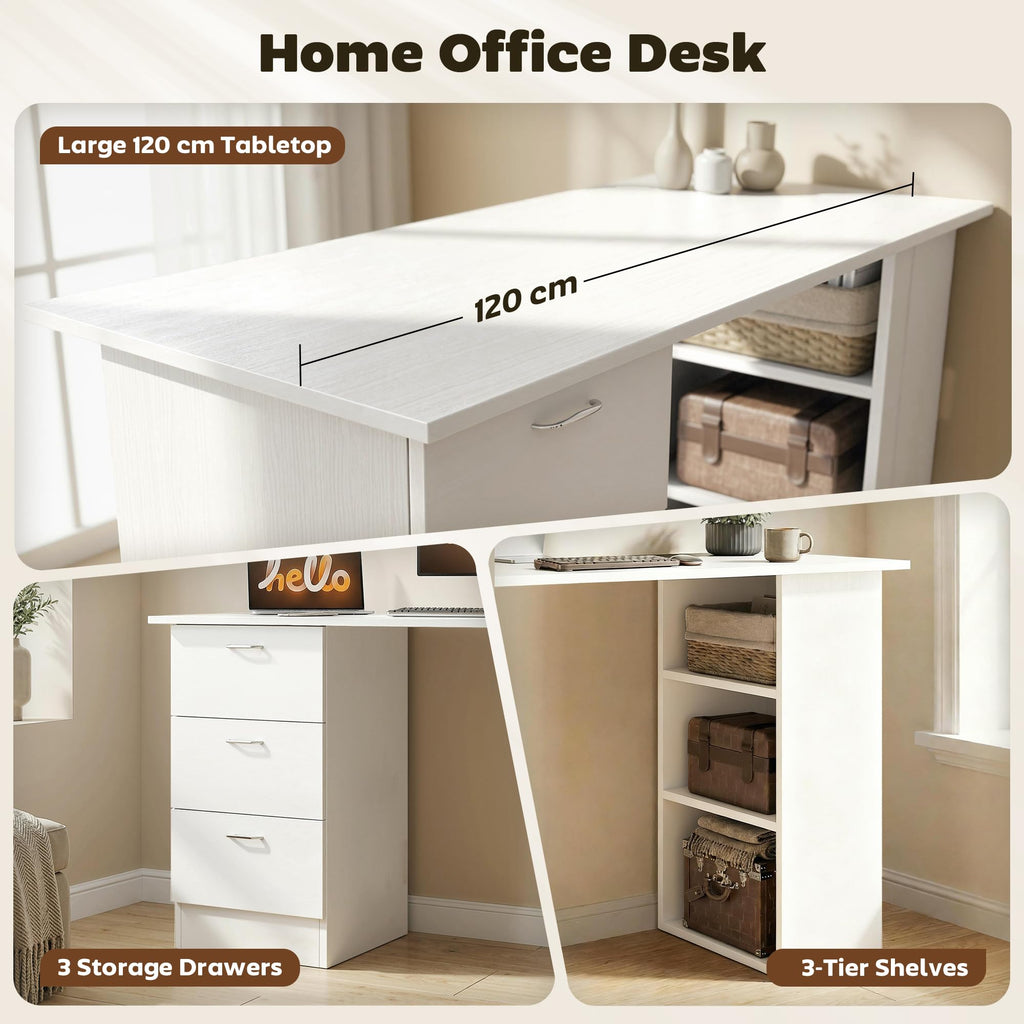 White Computer Desk with Drawers F742956