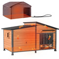 60" Heated Dog House with Heated Pad and Rotating Food Bowl S68552