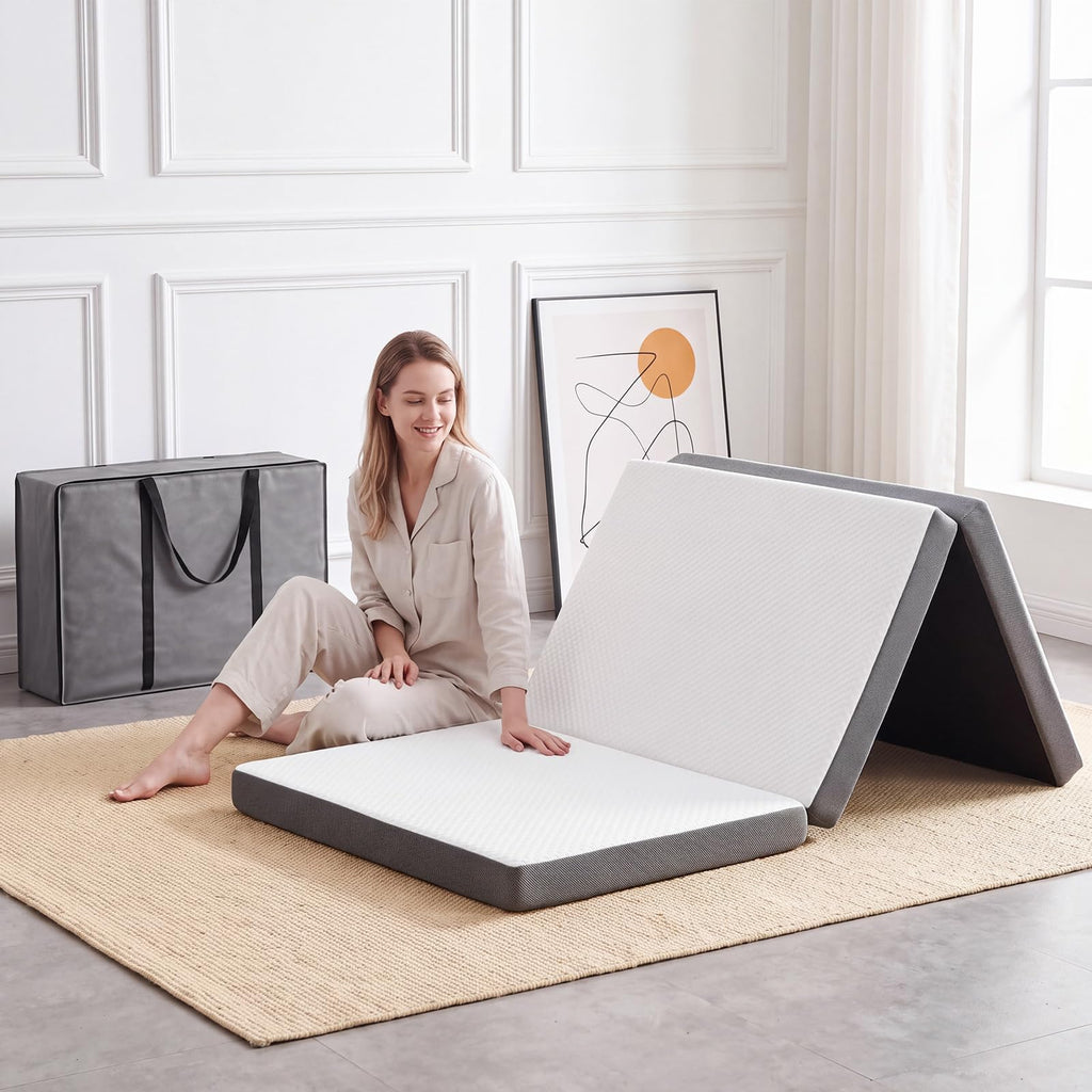 Twin Trifold Memory Foam Mattress with Washable Cover D4347