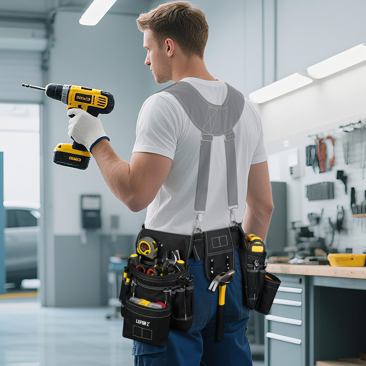 Tool Belt with 4 D-Rings, 27-Pockets K9233
