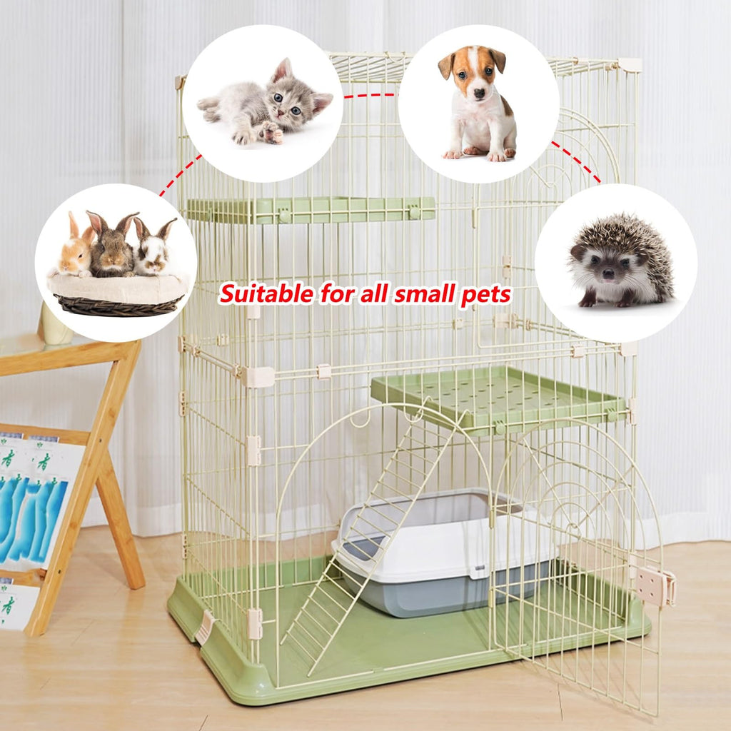 3/4-Tier Wire Cat Cage Playpen Kennel with Hammock and 3 Platforms D7609