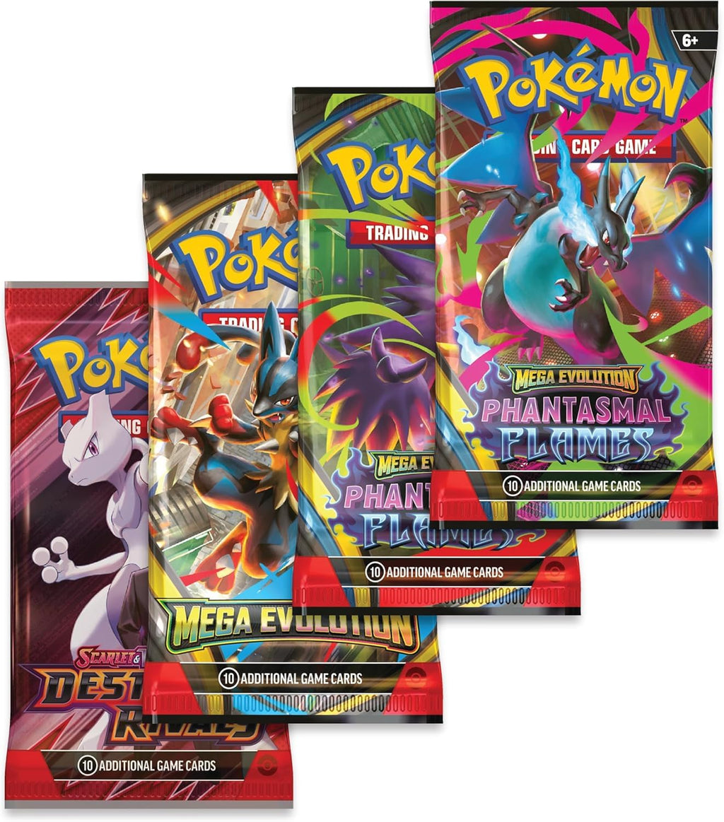 Pokémon TCG Mega Charizard ex Promo Card and Tin with 4 Packs E595980