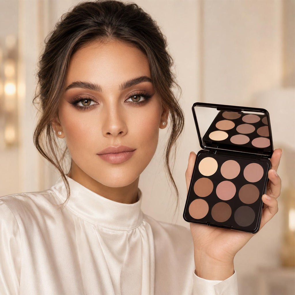 Neutral Nude 9 Colors Matte Eyeshadow Palette with Mirror C74900