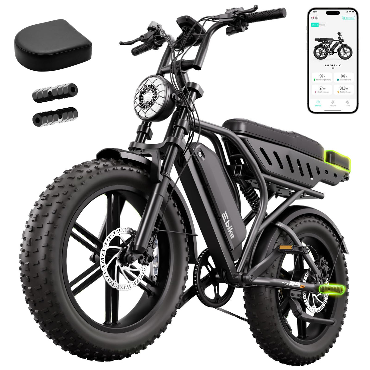 Electric Bike 48V 15Ah Battery 1500W Peak Motor 20 * 4.0 Fat Tire N53241