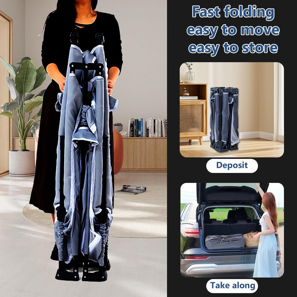 Foldable Baby Playpen with Mat and Storage Bags J36122