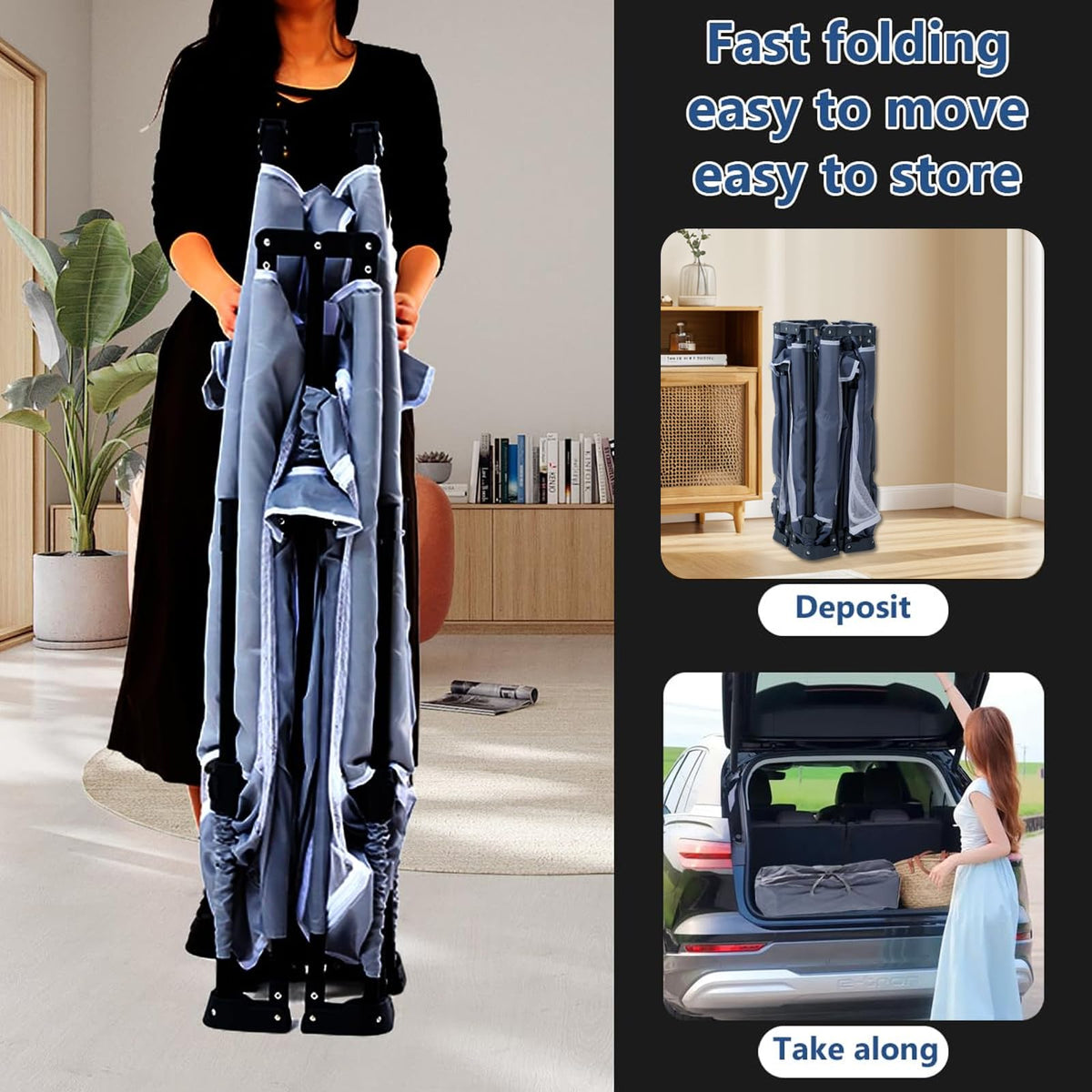 Foldable Baby Playpen with Mat and Storage Bags J36122